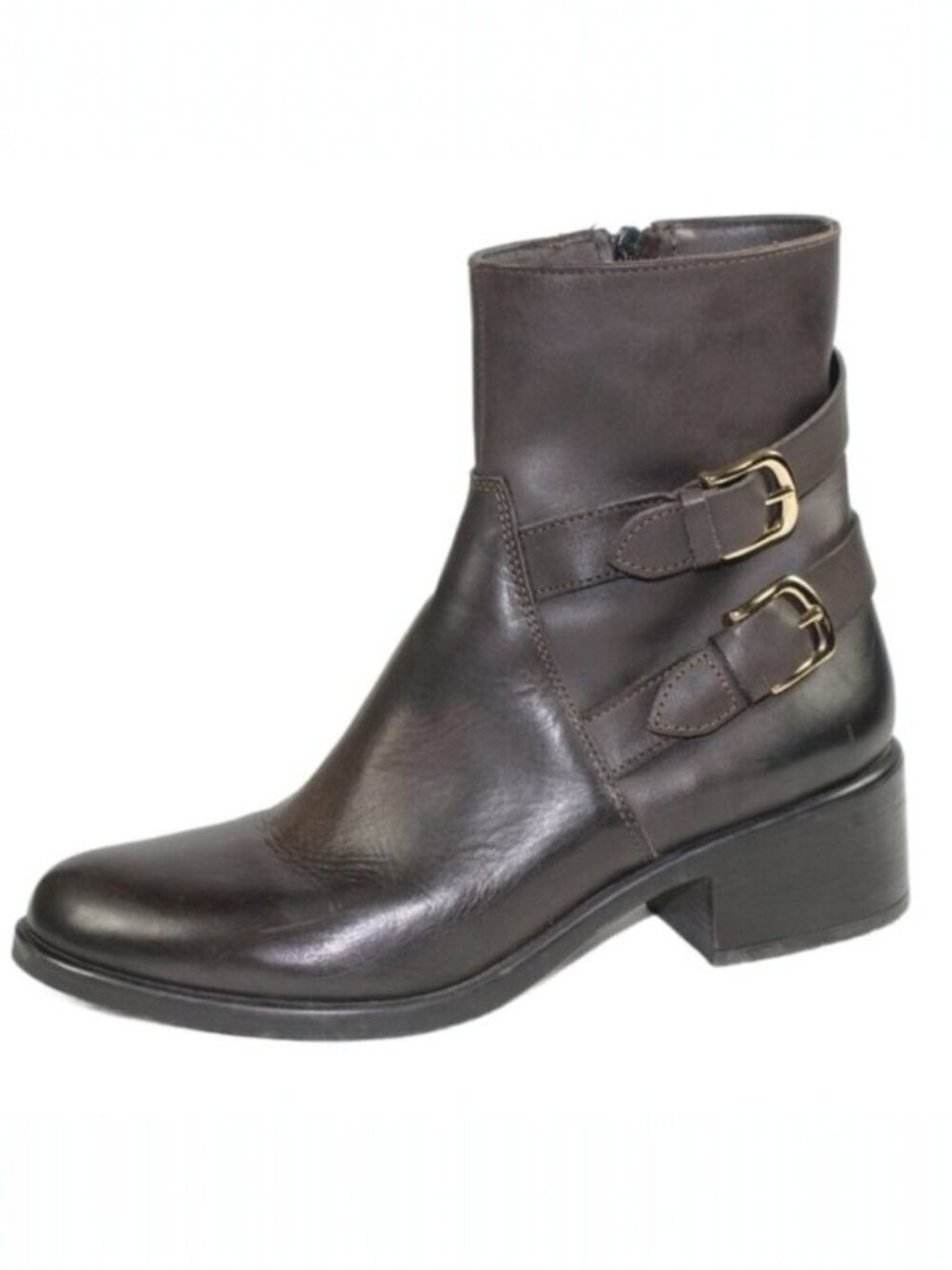 Emanuele Crasto Handcrafted Brown Double Buckle Moto Ankle Boot Size 41 (US 9.5)